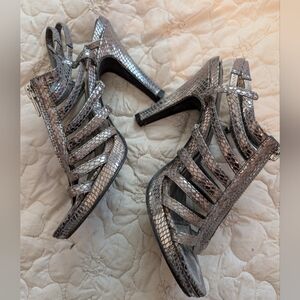 Madeline Stuart Pritchard Metallic "Snakeskin" Strappy Sandals